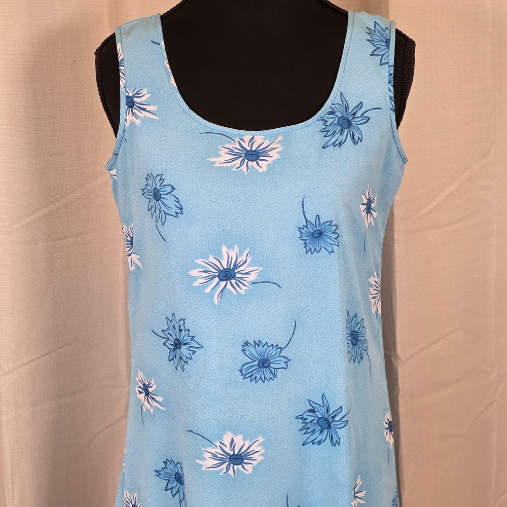 Mix Nouveau Blue Floral Maxi Dress Petite 4P Sleeveless Lined Summer Dress - Picture 4 of 10